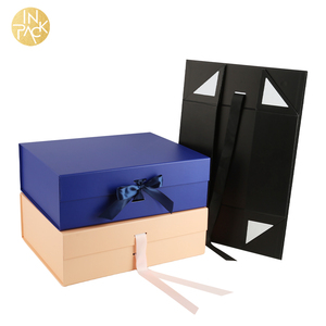 EN PACK boîte-cadeau de luxe pour la fête <span class=keywords><strong>des</strong></span> pères papa boîte magnétique imprimée en feuille d'or estampage à chaud bleu marine avec fermeture à ruban - Product Image 2