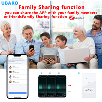UBARO pour Zigbee 20A Prise Intelligente ABS Type 118 Standard Brésil 1 Gang Panneau Tactile en Verre Alexa Google Home Smart Life