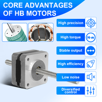 Moteur pas à pas hybride NEMA14 35mm à économie d'énergie RB 6.6V 12V avec vis de transmission à arbre traversant non captif pour imprimante, CNC et actionneur linéaire