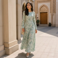 Robe longue de luxe à imprimé floral pour femmes musulmanes, Abaya arabe de Dubaï, Kaftan, Robe modeste pour le Ramadan, Vêtements islamiques africains pour femmes