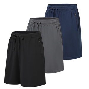 Cimic Paquete de 3 Pantalones Cortos Deportivos Transpirables de Secado Rápido para Hombre, Cierre con Cordón, 100% Poliéster, Lavables a Máquina - Negro/Gris/Azul Marino (D3010) - Product Image 1