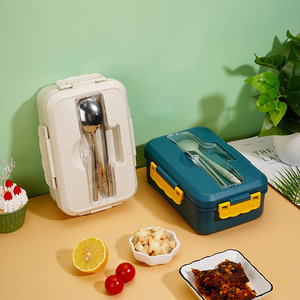 Boîte à bento multi-compartiments grande capacité avec couverts en acier inoxydable, compatible micro-ondes, pour enfants et adultes - Product Image 4