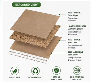 Écologiquement 100% Curbside Recyclable Papier Rembourré Mailers Coussin Antichoc Kraft Maille Papier Rembourré Sacs Papier Emballage - Product Image 3