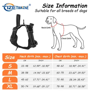 TIZE Light Led Dog Harness No Pull Reflective Breathable Heavy Duty Large Training Tactical Service Custom Pet Dog Harness
