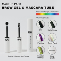 Tubo de gel para cejas de 5ml al por mayor, envase vacío para tinte de cejas, embalaje de rímel con cepillo y pincel esférico