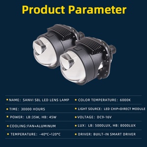 Factory OEM ODM 2.5 Inch S8L Bi Led <b>Projector</b> Lens Headlight 45w 6000k 4300K 3000K H4 H7 9005 Car Automotive <b>Lamp</b> Retrofit Kits - Product Image 2