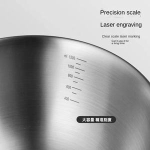 وعاء خلط من الفولاذ المقاوم للصدأ 304 للاستخدام المنزلي، سميك ومناسب لخفق البيض وتحضير السلطة والخبز والطهي، مع مقياس للحجم - Product Image 3