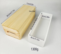 Moule à savon en silicone de 1300 ml, moule à pain rectangulaire avec boîte en bois, fournitures de décoration de gâteaux, outils de fabrication de savon faits à la main