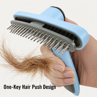 Sisir Rambut Hewan Peliharaan untuk Anjing dan Kucing, Sikat Penghilang Bulu Rontok dengan Satu Klik, Pin Logam