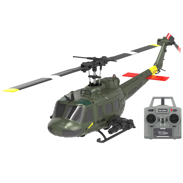 RC 1/48 Simulation UH-1 Huey 6CH Aileron Free Positioning Version Armed Stunt Helicopter Model C032 2.4G Remote Controlled Model