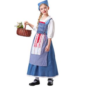 Costume de demoiselle d'honneur pour enfants, robe longue, tenue de cosplay pour Halloween, fête de jeu de rôle - Product Image 1