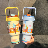 Bouteille isotherme et thermos en acier inoxydable de 850 ml pour enfant, motif Bob l'éponge, avec couvercle et paille, idéale pour cadeau et vente en gros