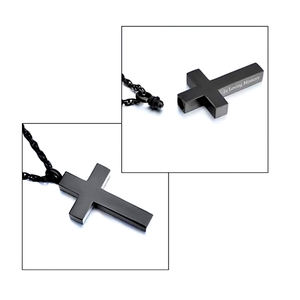 Collana con ciondolo in urna di cenere cremazione con croce nera collana con ciondolo a croce unica per medaglioni di ceneri da uomo - Product Image 5