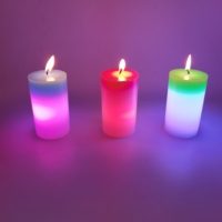Candele elettroniche della fiamma dell'oscillazione della luce della candela della cera della colonna principale cambiante di colore magico di vendita calda di Amazon per la decorazione domestica di notte