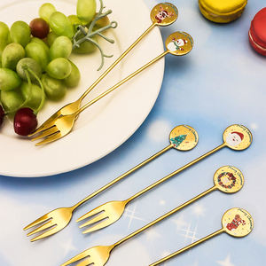 Cuchara Tenedor de acero inoxidable para Navidad, juego de cucharas para café, postre, plata y oro, con caja de regalo, novedad - Product Image 3