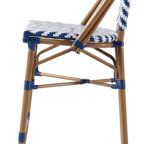 Tabouret de <span class=keywords><strong>bar</strong></span> en osier <span class=keywords><strong>parisien</strong></span> bleu et blanc, mobilier de café en plein air, chaises hautes en rotin et aluminium - Product Image 2