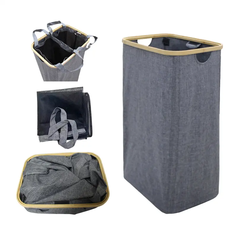 panier a ling large capacity stackable canvas bag dirty cloth collapsible foldable bamboo laundry storage hamper basket with lid