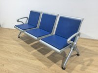 Fauteuil d'attente 3 places en PU bleu-vert à dossier bas et droit avec garantie d'un an, fabriqué en Chine