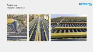 Intenergy 가장 부력 태양 전지 패널 타일 지붕 돌 코팅 금속 지붕 타일 블랙 메트로 지붕 타일