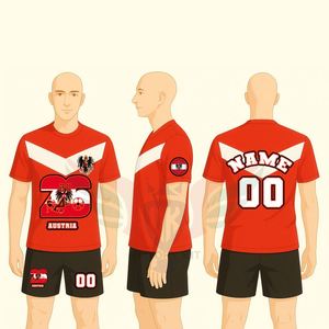 Uniforme de Fútbol Personalizado de Austria, Diseño Original por Sublimación, Ropa de Fútbol, Conjunto de Camiseta y Pantalones - Product Image 2