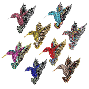 Broche de Colibrí Estilo Europeo Americano al por Mayor, Nuevo <span class=keywords><strong>Pin</strong></span> de Solapa con Pedrería de Moda Transfronteriza, Regalo para Mujer, Plateado - Product Image 2