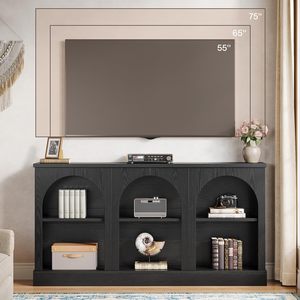Meuble TV pour téléviseurs de 55/60/65 pouces, centre avec armoires de rangement, console de télévision moderne pour salon et chambre. - Product Image 1