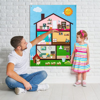 Tableau mural en feutre pour l'apprentissage des tout-petits - Thème Maison et Histoires - Design Zen Asiatique pour Baptême