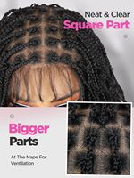 Perruque Full Lace Box Braid avec Baby Hair, Pré-épilée, Sans Nœuds, Raie Carrée Frontale, Faite à la Main, Coiffure Naturelle pour Femmes Noires