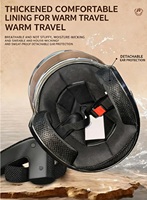 Casque de moto rétro élégant pour adulte avec visière anti-buée pliable, rembourrage intérieur respirant et lavable