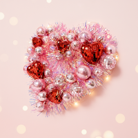 Guirlande de boules disco en verre rose de haute qualité en forme de cœur, fleurs, couronnes pour la Saint-Valentin, mariage, Noël, décoration de porte