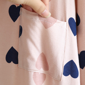 Abito da notte donna pigiama primaverile Pour Femme Nightwear Modal Long Summer Pocket Cartoon Cardigan Sleep Tops Nuisette - Product Image 3