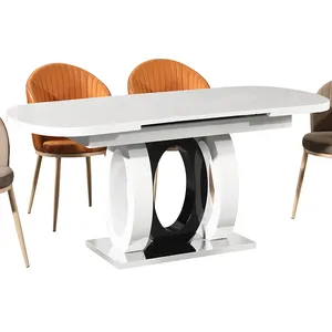 Rotondo tavolo da pranzo allungabile in marmo tavolo da pranzo in legno set da tavola 6 sedie con il prezzo basso