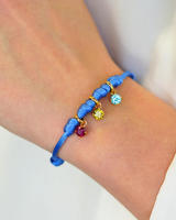 Bracelet ajustable en cordon satiné avec breloque pierre de naissance, en acier inoxydable plaqué or 18 carats PVD, avec breloque zircon et pierre CZ, bijoux personnalisés