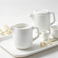 Pichet à crème en céramique blanche, carafe à lait en porcelaine avec poignée, pour servir du café, du thé, du lait, pour café, restaurant, maison, logo personnalisé