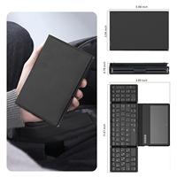 Keyboard Mini lipat tiga kulit, papan ketik nirkabel dengan Touchpad portabel untuk ponsel Windows Android IOS iPad