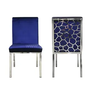 Luxury golden stainless steel black dining chair modern fashion metal hollow-carved back designer style velvet dining chair