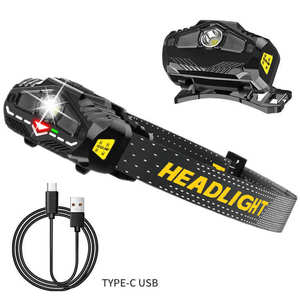 Linterna Frontal LED XPG Recargable Tipo C para Montañismo, Luz Dual Roja y Blanca con Sensor de Gestos - Product Image 3