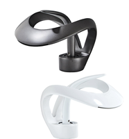 Keran Wastafel Modern Elegan Model Single-Hole Deck Mount Gaya Air Terjun dengan Tuas Tunggal untuk Kamar Mandi, Warna Hitam, Tembaga Solid, Katup Keramik
