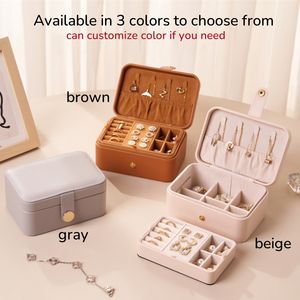 Boîtes de Rangement de <span class=keywords><strong>Bijoux</strong></span> Portables Personnalisées en Gros, Organiseur de Voyage en Velours et Cuir PU avec Logo - Product Image 5