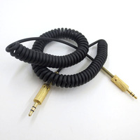 Câble audio de remplacement 3,5 mm AUX avec blindage tressé, gaine PVC, cordon spiralé 60 cm en stock pour enceintes Woburn Kilburn II, mâle-mâle
