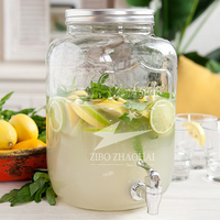 Distributeur de boissons en verre avec robinet et support, grande capacité, pour eau froide, thé aux fruits, jus, récipient de stockage pour la maison et les fêtes