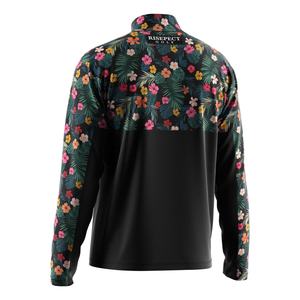 Suéter con Cierre de Cremallera 1/4 para Hombre, Diseño Floral, Color Negro, Cuello Alto - Product Image 2