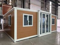 Maison conteneur certifiée de 40 pieds, extensible et pliable, avec panneau mural personnalisé en grain de bois