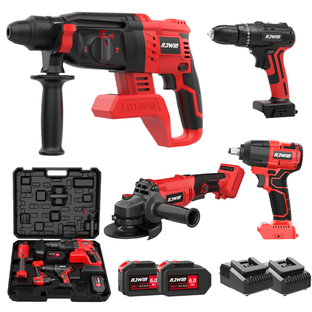 Professional Quality 21V Combination Impact Wrench Electric Power Tool Set OEM Top Brand for Red Black Aluminium Alloy Hard