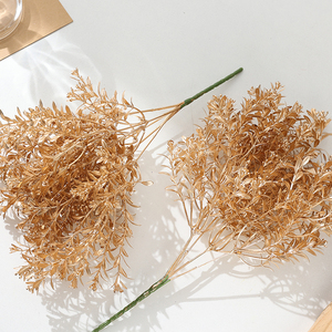 Flores Artificiales Mixtas <span class=keywords><strong>de</strong></span> Alta Calidad para Decoración Navideña, Ramo Pequeño Dorado para Nochevieja, Arreglo en Cubo, Decoración <span class=keywords><strong>de</strong></span> Fábrica - Product Image 4