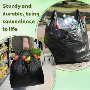 Sacs d'épicerie en plastique noir extra larges avec poignée découpée, sacs à l'ancienne pour courses, très résistants - Product Image 4