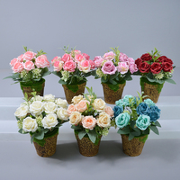Fleurs de Rose Artificielles Bonsaï Fleur Artificielle en Pot Ornement d'Intérieur Créatif Fleurs et Plantes Artificielles en Pot