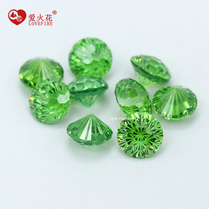 Đá Cz Hình Tròn Màu Xanh Lá Nhạt Đá Zirconia Khối Lập Phương <span class=keywords><strong>Aaa</strong></span> Cắt Hoa Cúc Pháo Hoa - Product Image 2