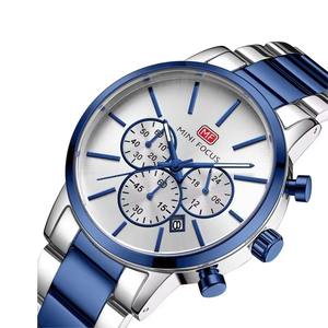 Montre à quartz pour homme Drioshipping, bleu, élégante, bracelet en acier, étanche, calendrier, livraison gratuite, montre de sport - Product Image 3