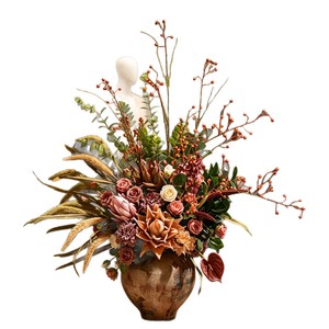 Bouquet de fleurs artificielles en soie, style vintage, arrangement décoratif de bureau pour la maison ou le bureau - Product Image 5